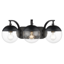 Golden Canada 3219-BA3 BLK-BLK - Golden Lighting Dixon 3-light Vanity in Matte Black and Clear Glass